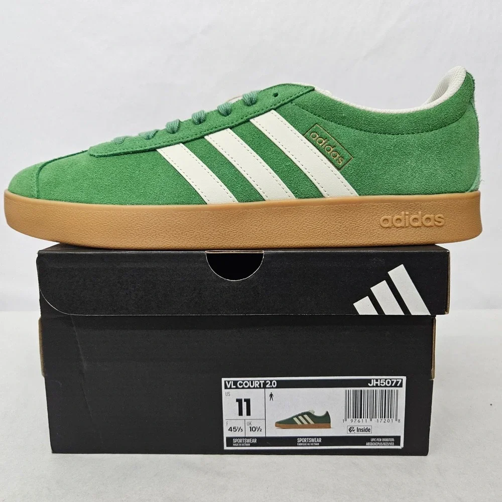 Adidas VL Court 2.0 Casual Sneakers JH5077 Green Suede‎ Gum Sole Men Size 11